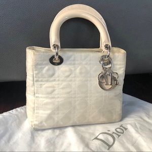 Authentic Christian Dior Lady Medium Handbag Nylon